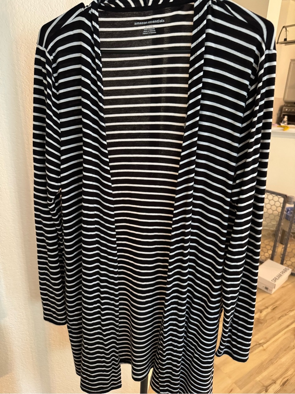 Amazon Essentials Black & White Striped Open-Front Top